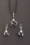 Silver Dot Pendant<br />on Silk Cord<br />Ear Drops and Pendant sold separately